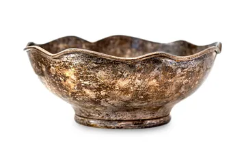 Old antique bronze bowl brass bowl isolated on white background