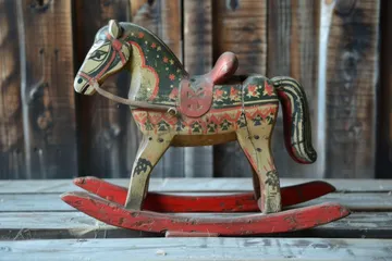 Vintage wooden rocking horse nostalgic toy