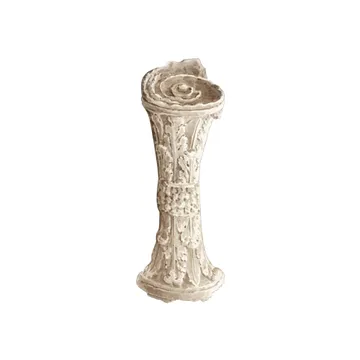 Ornate Classical Column Fragment with Acanthus Leaf Carvings