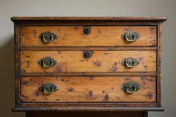 Antique Wooden Chest of Drawers with Brass Handles