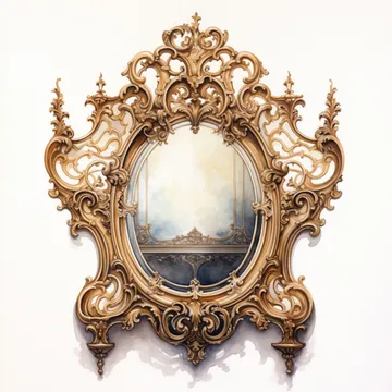 there is a mirror on the wall with a painting in it generative ai