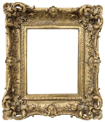 Antique golden frame with empty space isolated on white background
