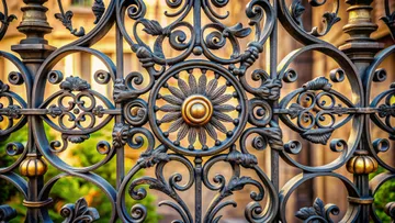 Closeup of Intricate Wrought Iron Gate