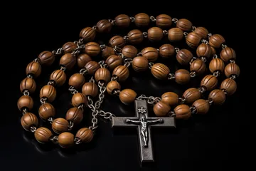 With the Mind of an Artisan AICrafted Antique Wood Rosary Beads on Metal Chain